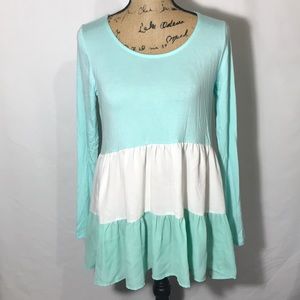 Reborn J Blue and White Tunic Top Size Medium